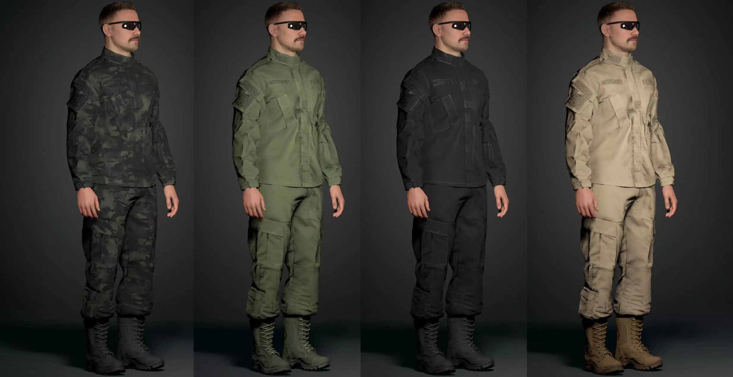 Modern Military Uniform Authentic USMC US Army Camos UE5-Ready  Low-poly 3D model_2