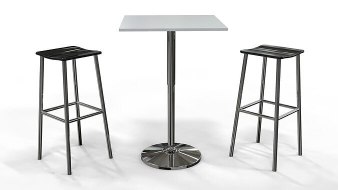 High Table and Stools Set 3 3D model