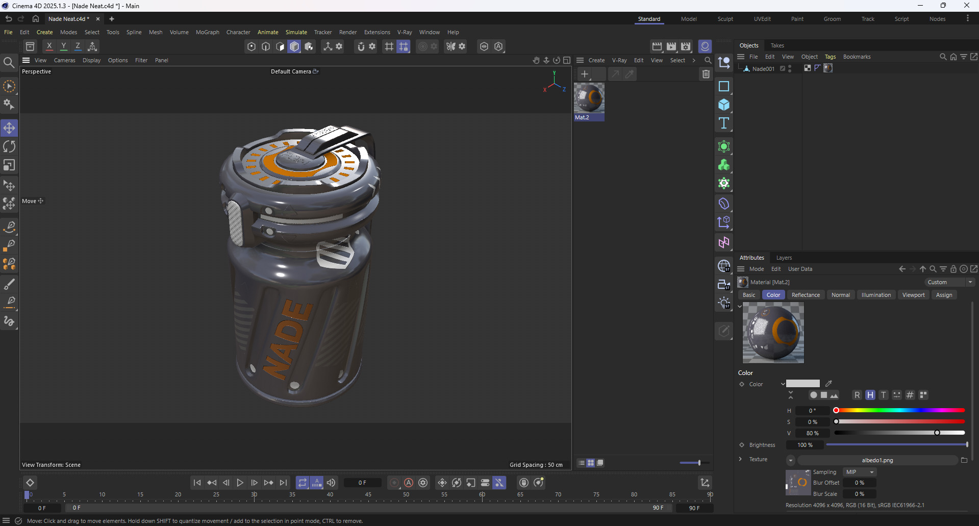 Sci-Fi Grenade 3D Model Pack Damaged and Clean Game Ready Low-poly 3D model_20