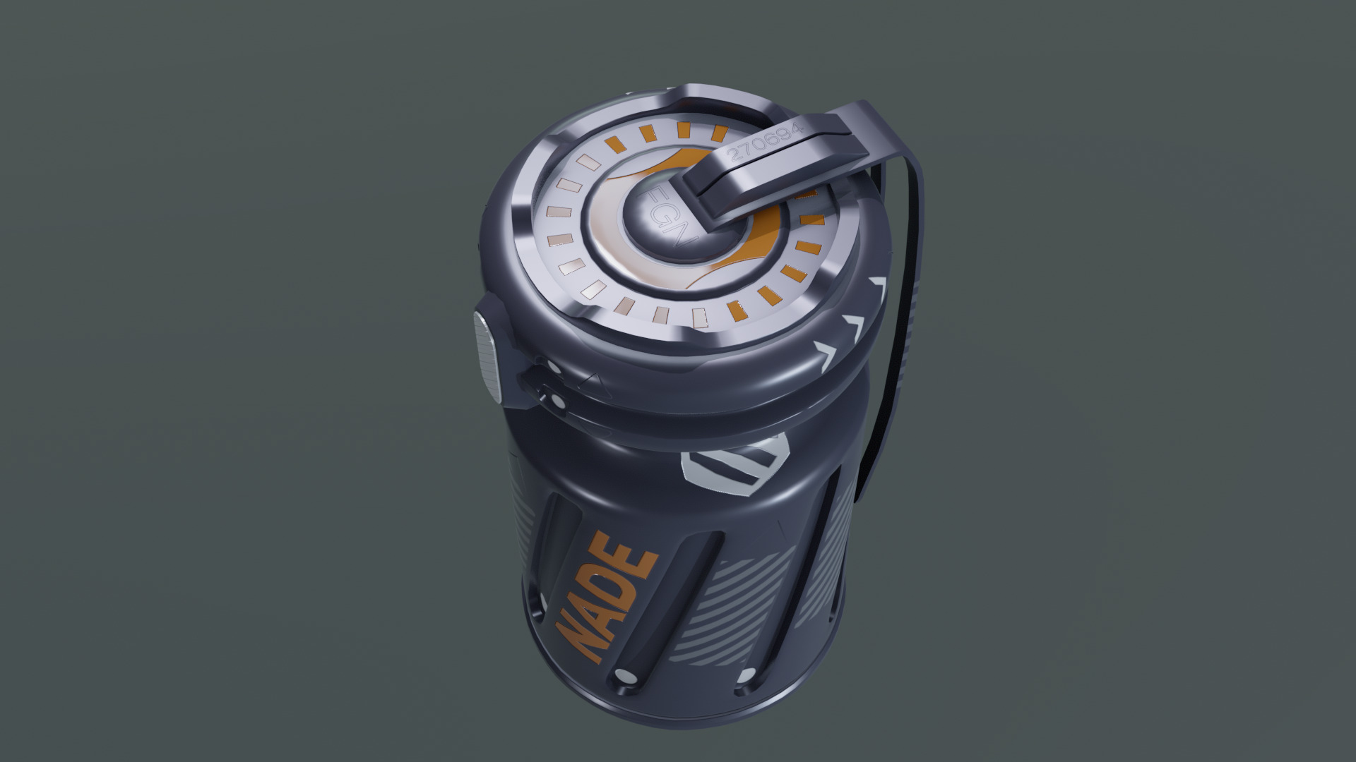 Sci-Fi Grenade 3D Model Pack Damaged and Clean Game Ready Low-poly 3D model_6