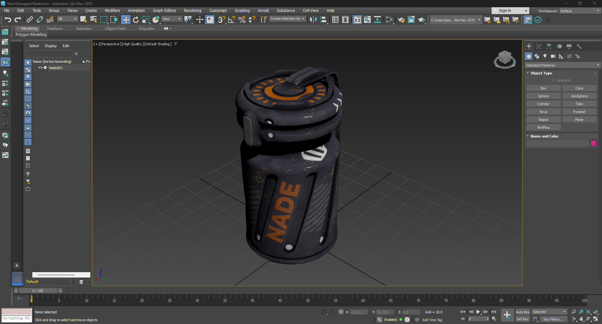Sci-Fi Grenade 3D Model Pack Damaged and Clean Game Ready Low-poly 3D model_14