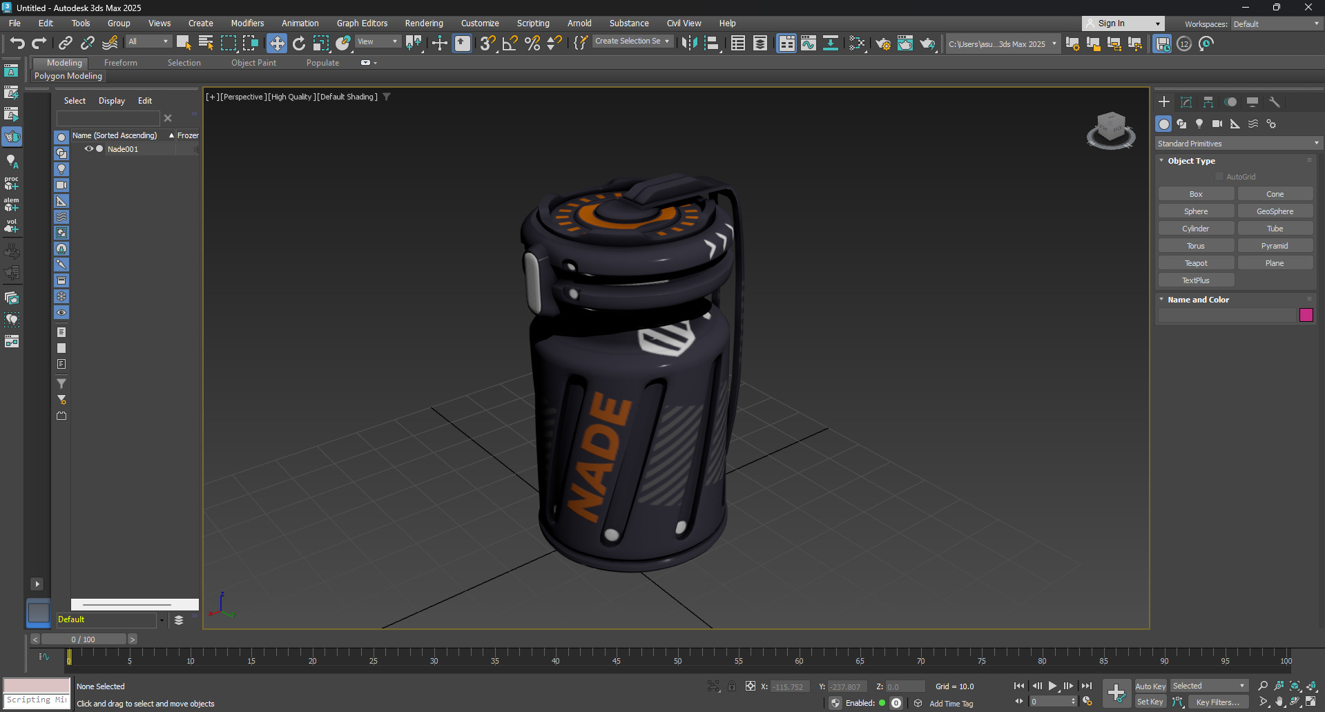 Sci-Fi Grenade 3D Model Pack Damaged and Clean Game Ready Low-poly 3D model_13