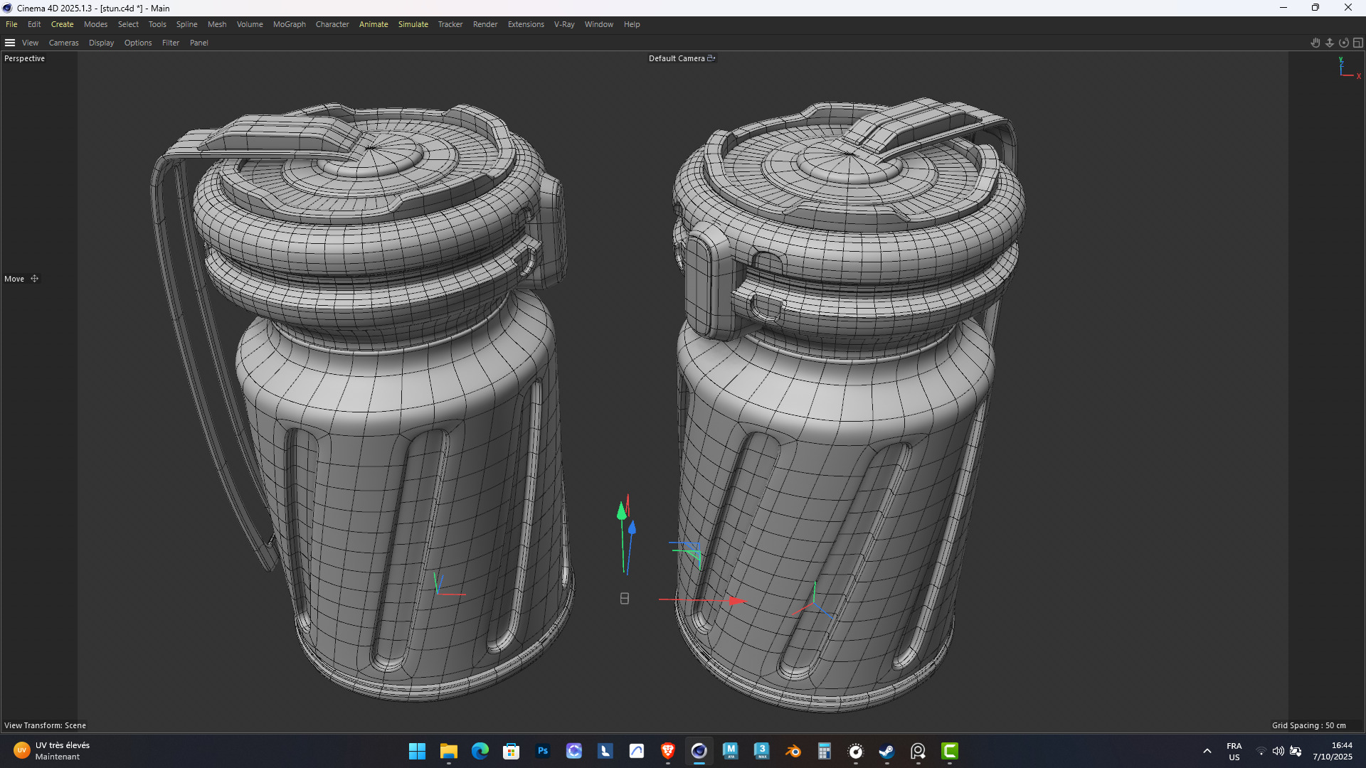 Sci-Fi Grenade 3D Model Pack Damaged and Clean Game Ready Low-poly 3D model_8