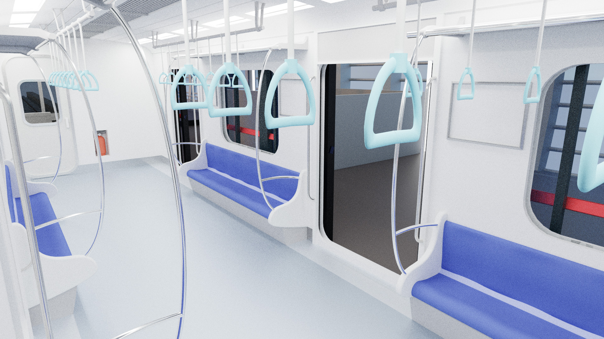 Subway Station with 6-Car Electric Train Blender 3D model_11