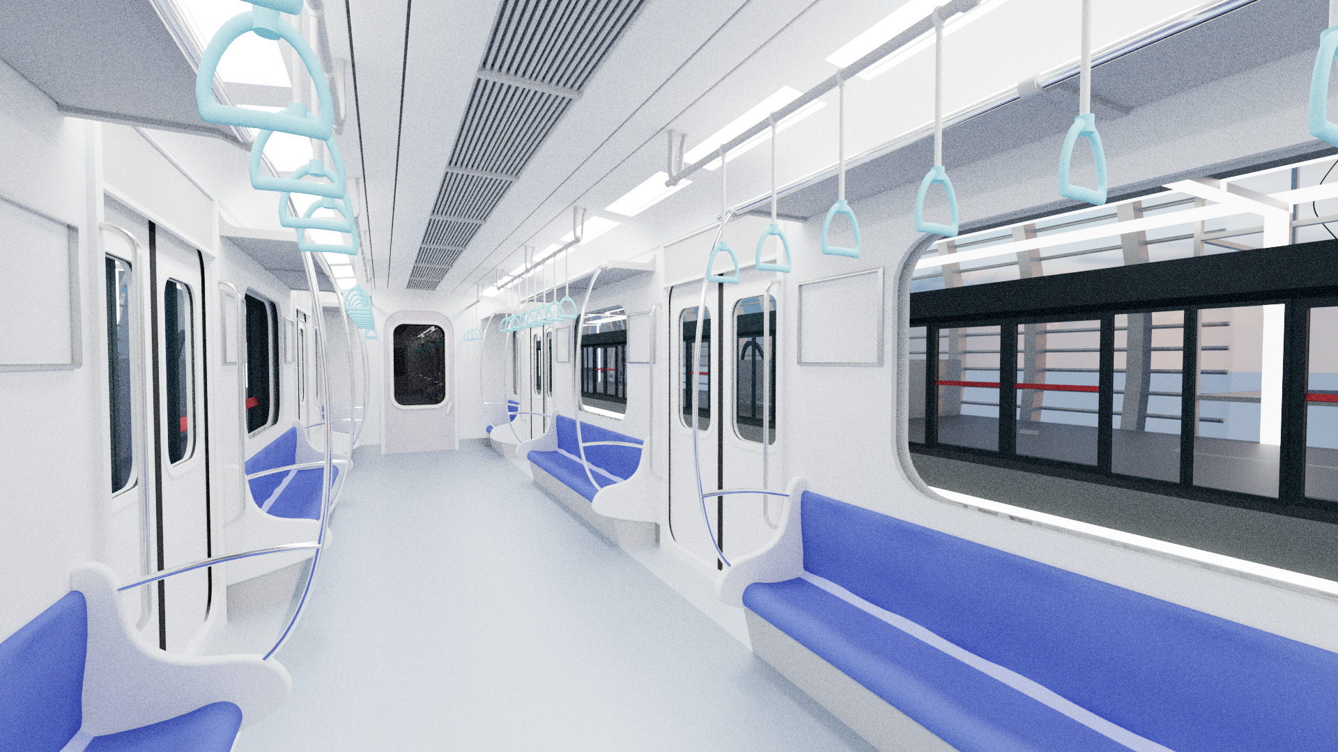Subway Station with 6-Car Electric Train Blender 3D model_10