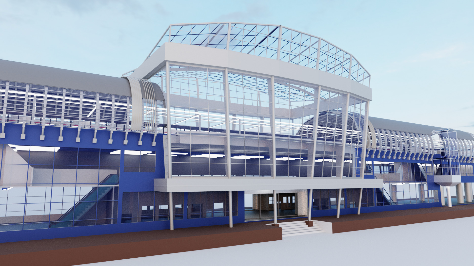 Subway Station with 6-Car Electric Train Blender 3D model_17