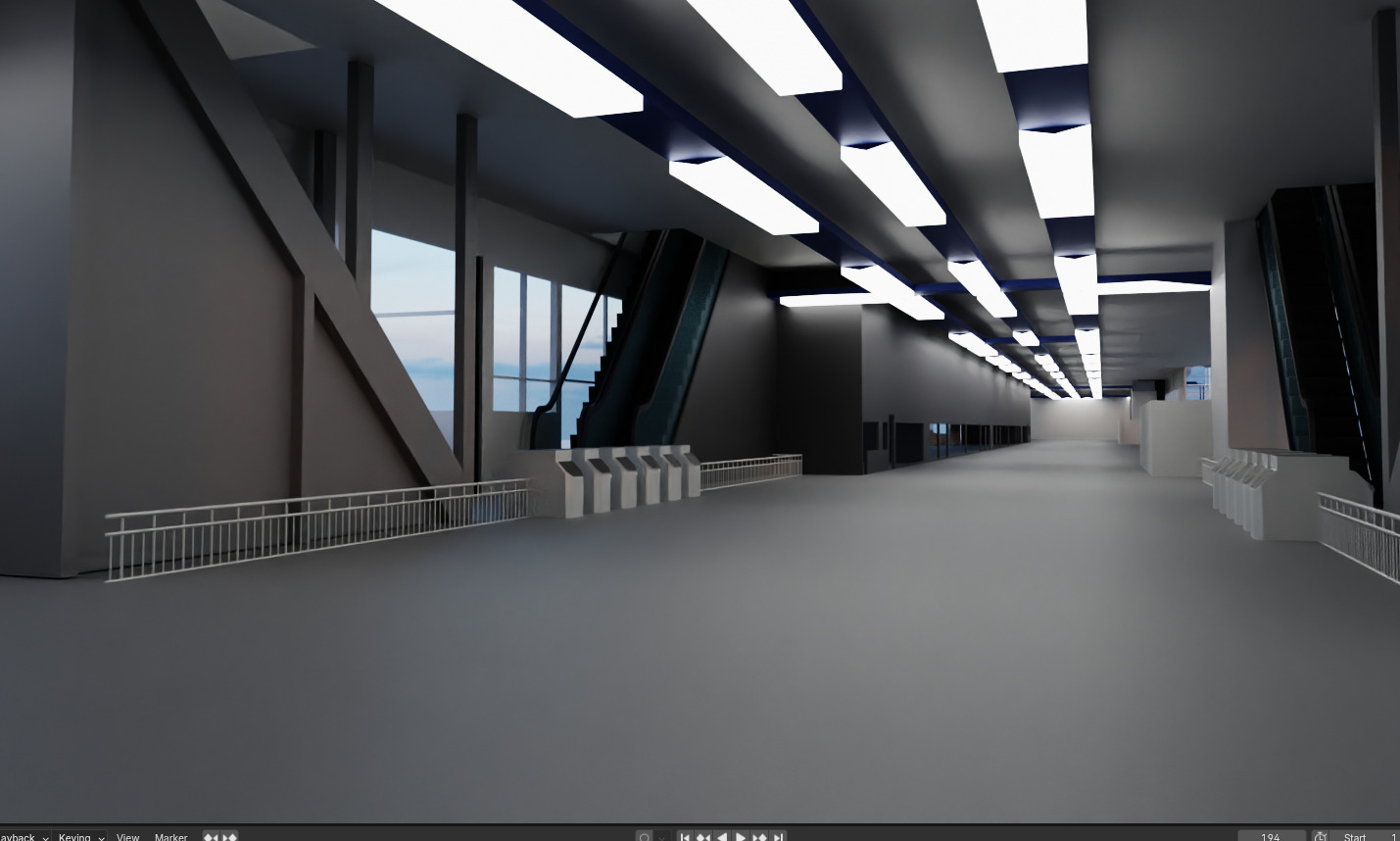 Subway Station with 6-Car Electric Train Blender 3D model_12