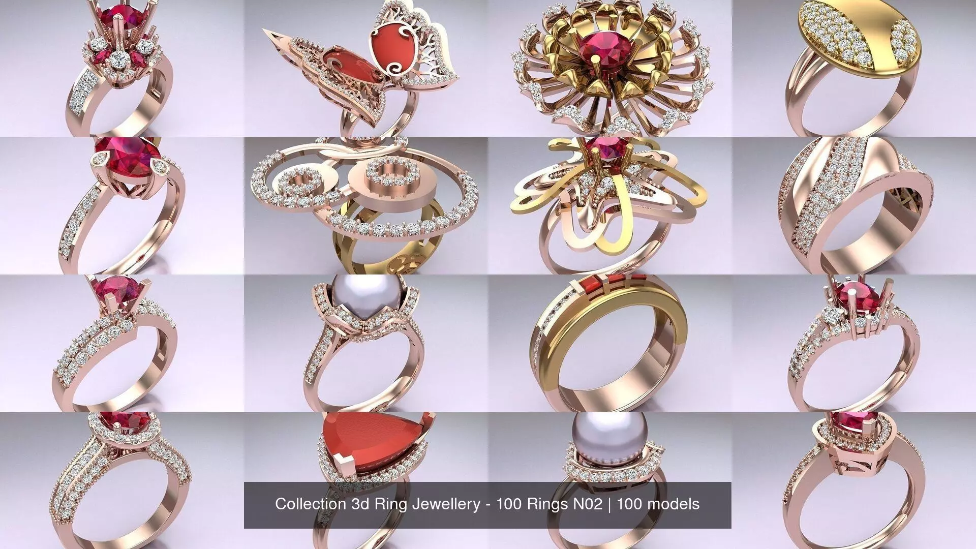Collection 3d Ring Jewellery - 100 Rings N02 _0