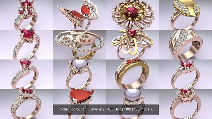 Collection 3d Ring Jewellery - 100 Rings N02 