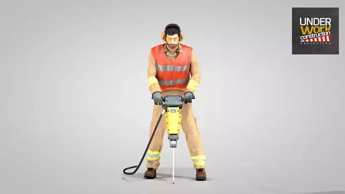 Builder with Jackhammer 3D model
