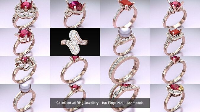 Collection 3d Ring Jewellery - 100 Rings N03 