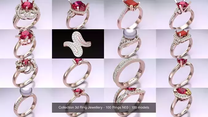 Collection 3d Ring Jewellery - 100 Rings N03