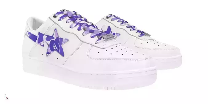 A BATHIN APE bape sta sneaker white camo low Low-poly 3D model