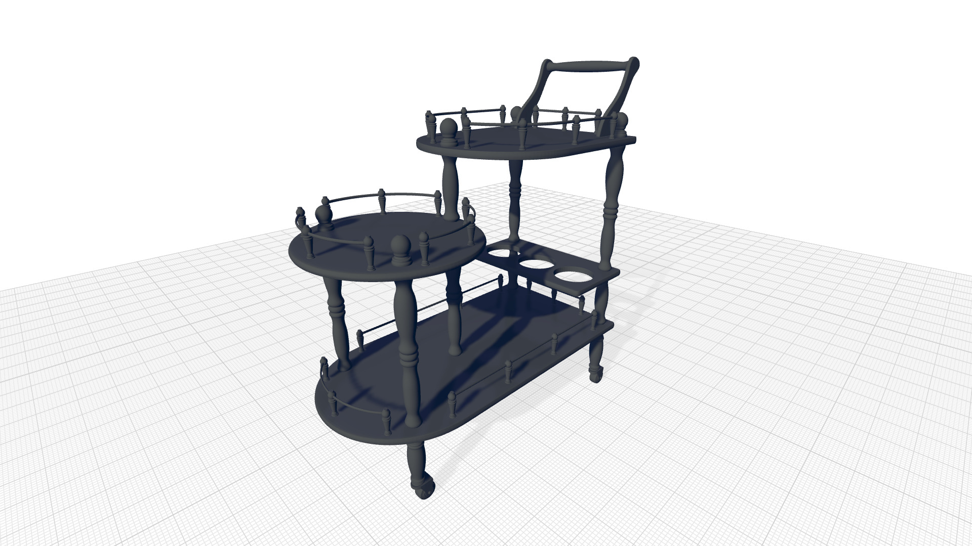 Grasso Wood Bar Cart 3D model_3