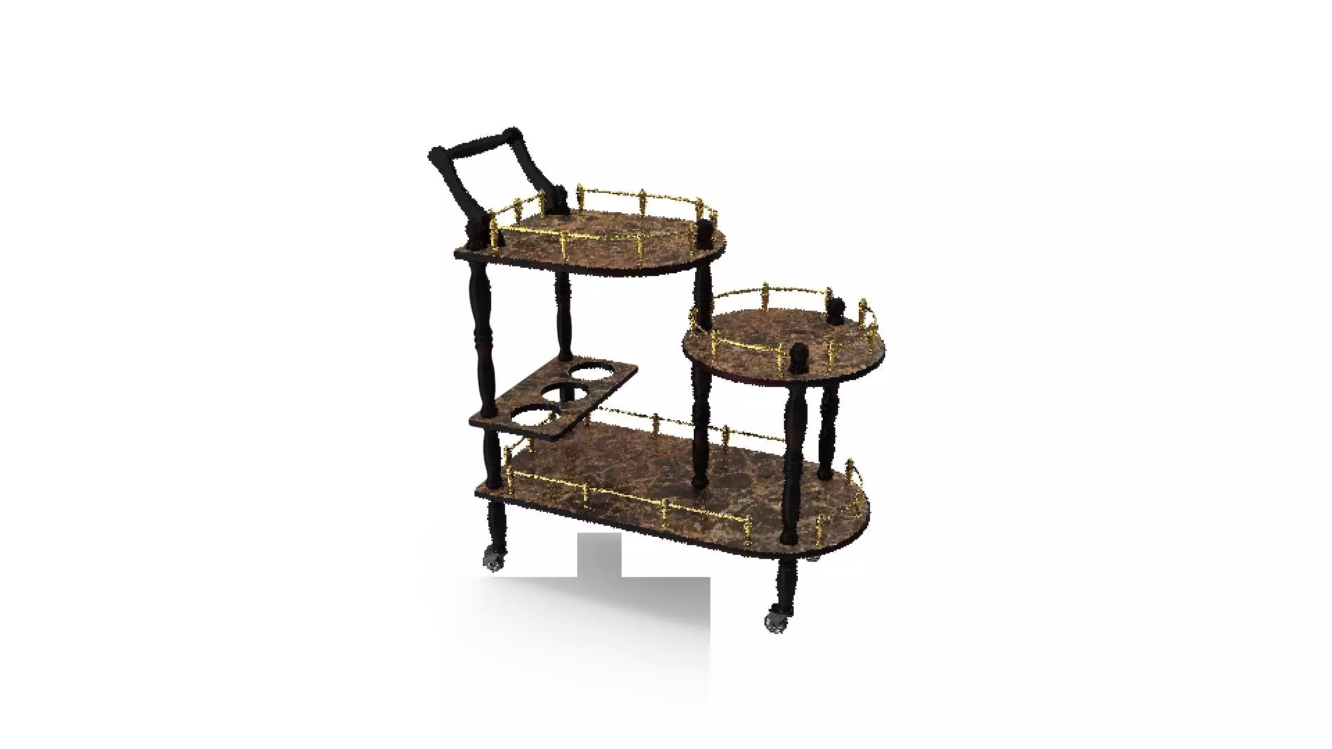 Grasso Wood Bar Cart 3D model_0
