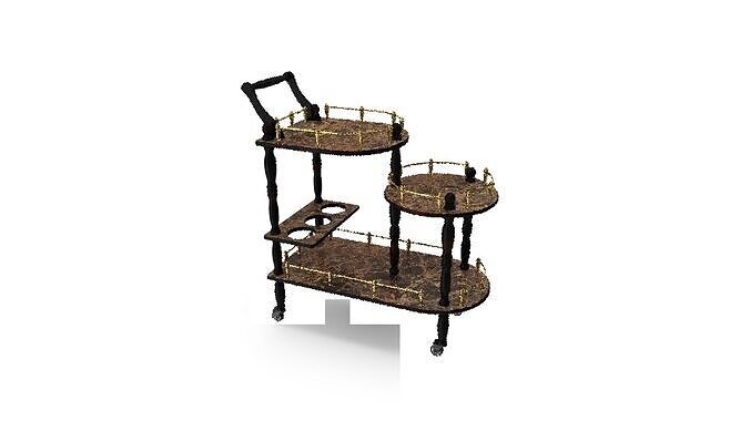 Grasso Wood Bar Cart 3D model