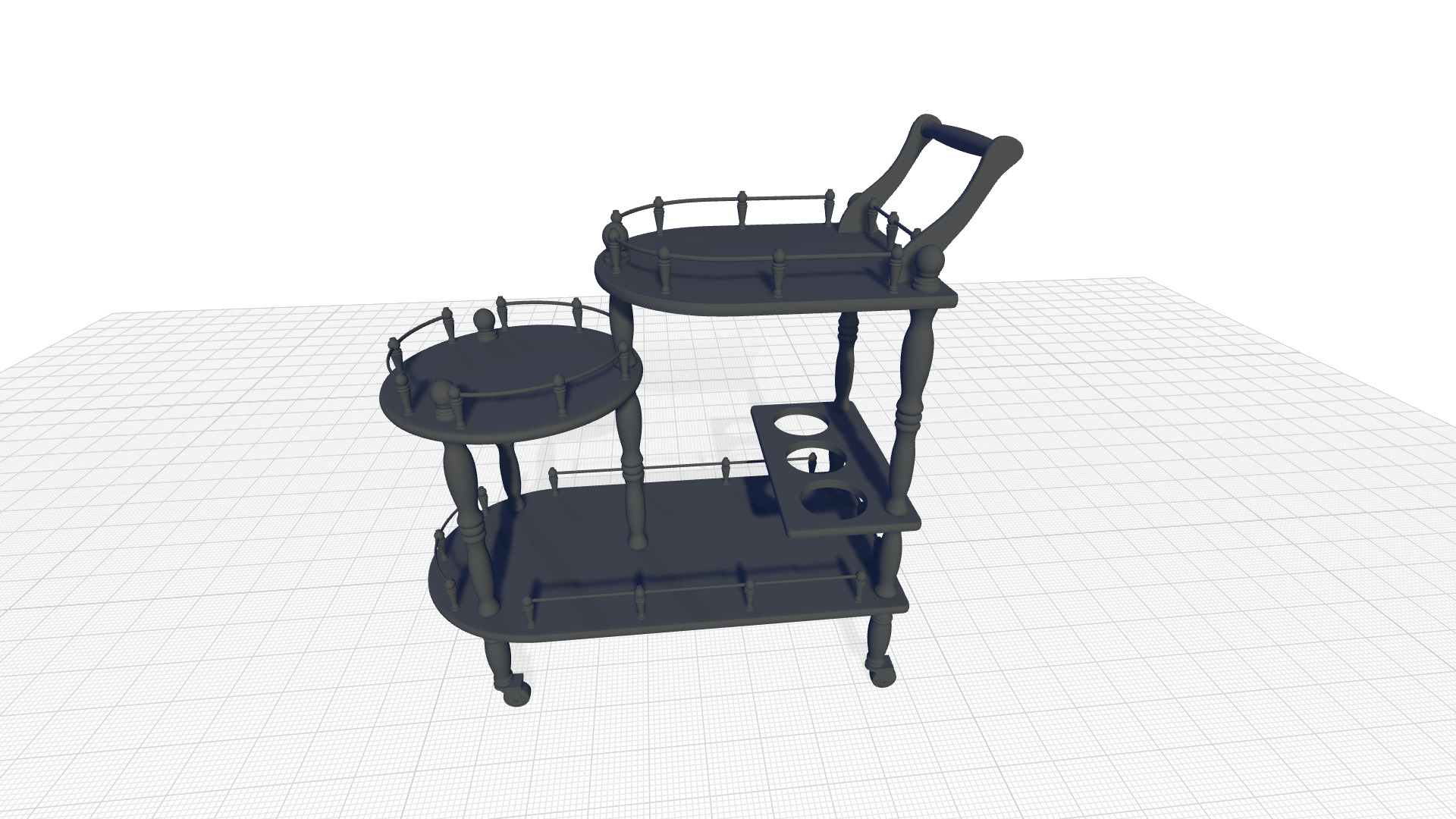 Grasso Wood Bar Cart 3D model_4