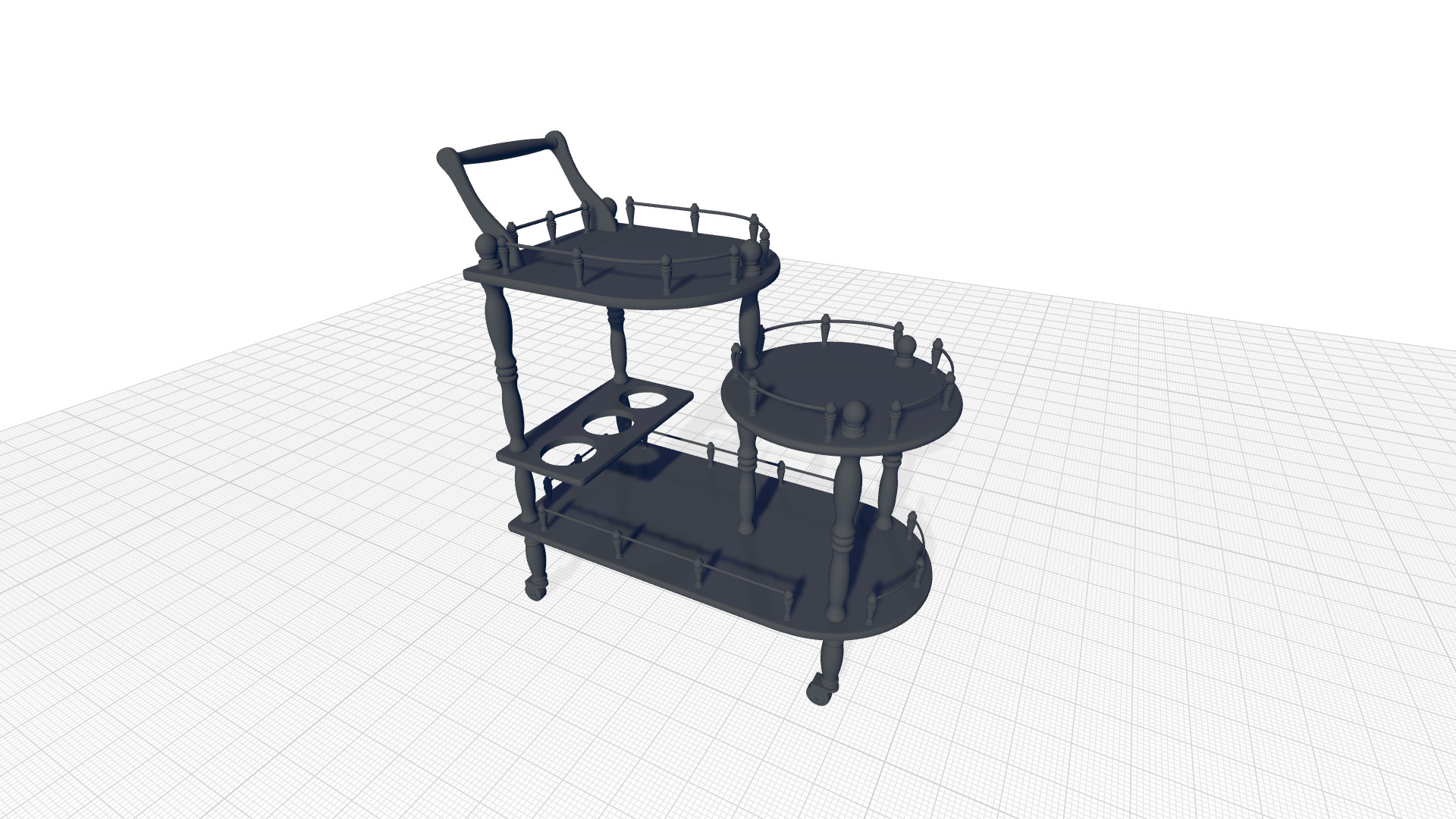 Grasso Wood Bar Cart 3D model_1