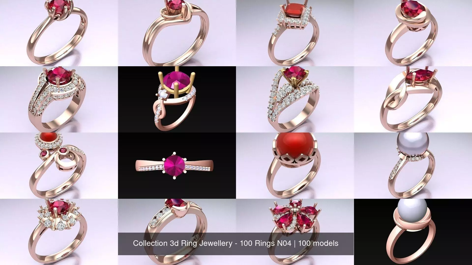 Collection 3d Ring Jewellery - 100 Rings N04 _0