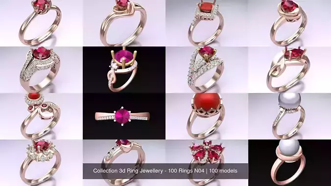 Collection 3d Ring Jewellery - 100 Rings N04 Collection 3d Ring Jewellery - 100 Rings N04