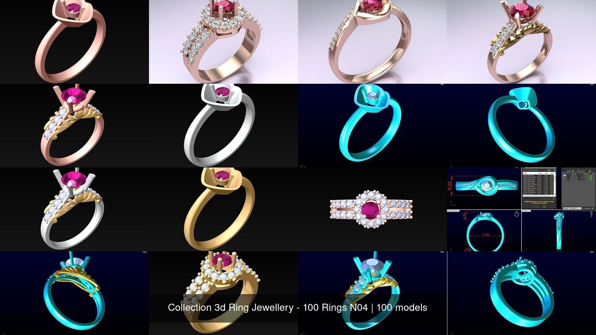 Collection 3d Ring Jewellery - 100 Rings N04 _12