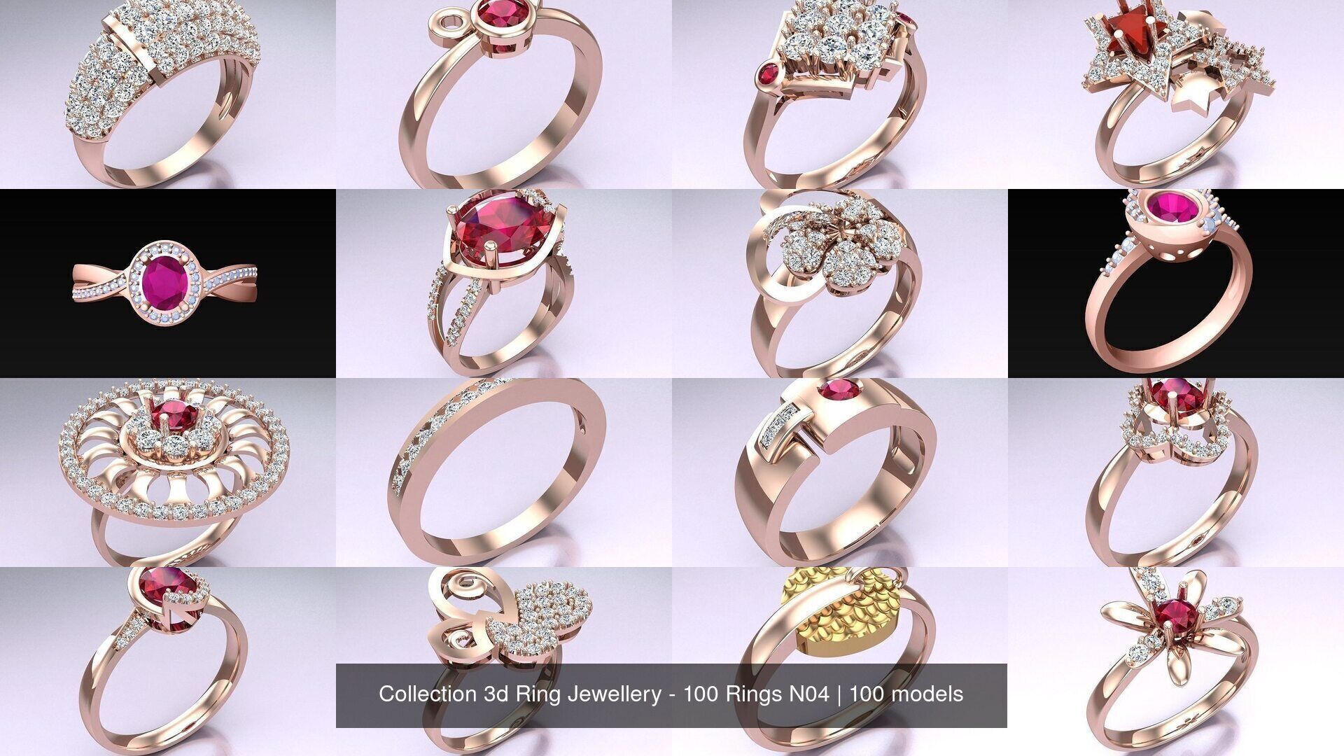 Collection 3d Ring Jewellery - 100 Rings N04 _6