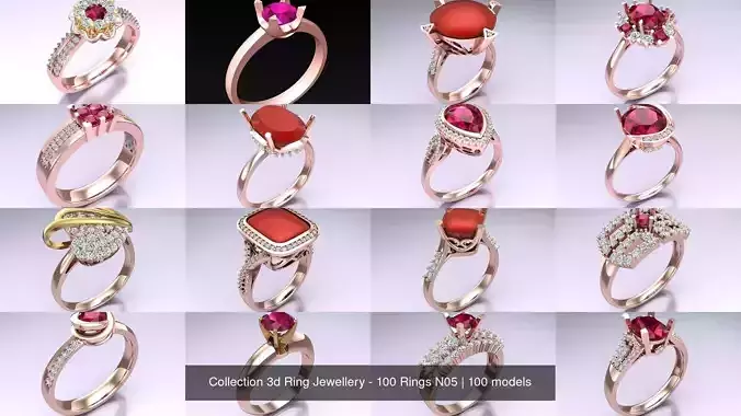Collection 3d Ring Jewellery - 100 Rings N05 