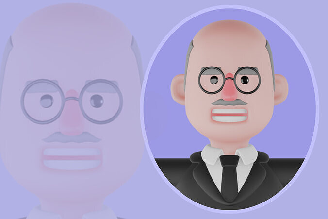 Stylized 3D Male Judge Character - Cartoon Court Official 3D model