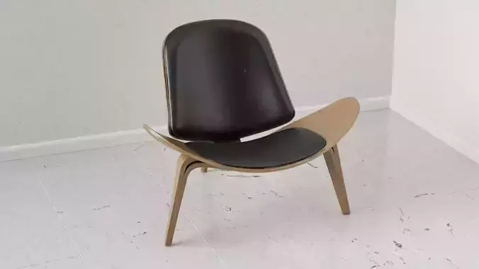 Modern Curved Wood Chair with Black Cushion Scandinavian Design