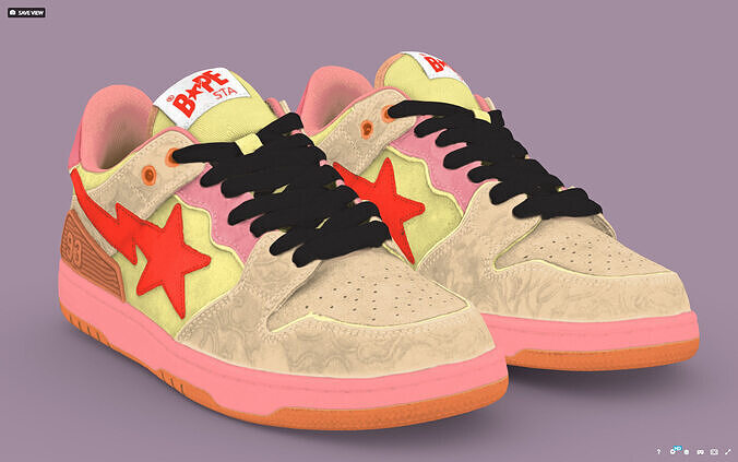 Bape SK8 STA orange Low-poly 3D model