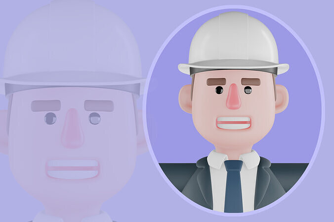 Stylized 3D Male Project Manager - Cartoon Site Supervisor 3D model