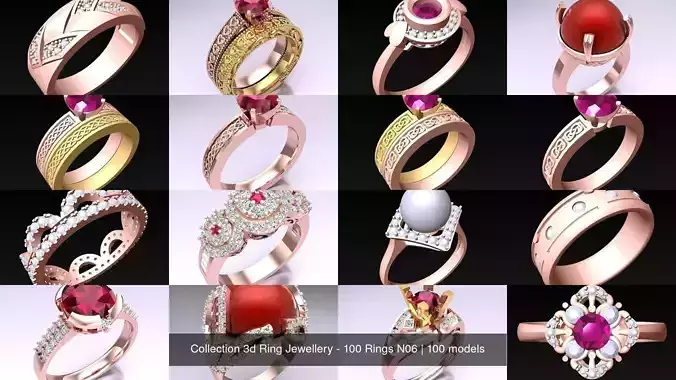 Collection 3d Ring Jewellery - 100 Rings N06 