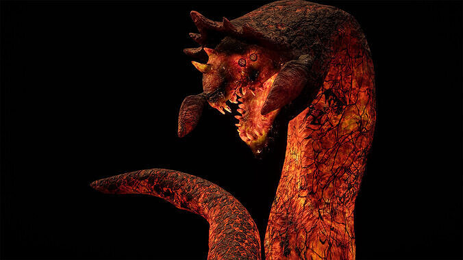 Hell worm low-poly game engine ready 3D model Low-poly 3D model