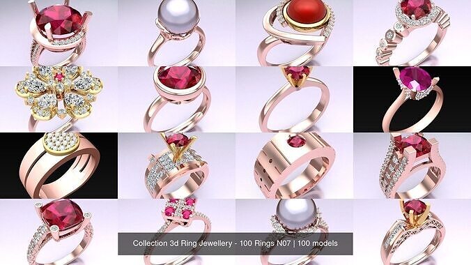 Collection 3d Ring Jewellery - 100 Rings N07 