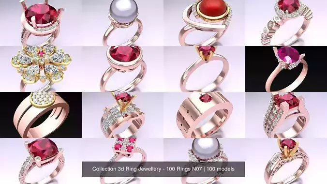 Collection 3d Ring Jewellery - 100 Rings N07 