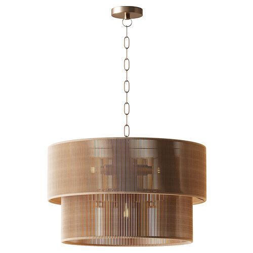 5-Lights Hand-Woven Rattan Pendant Light 3D model