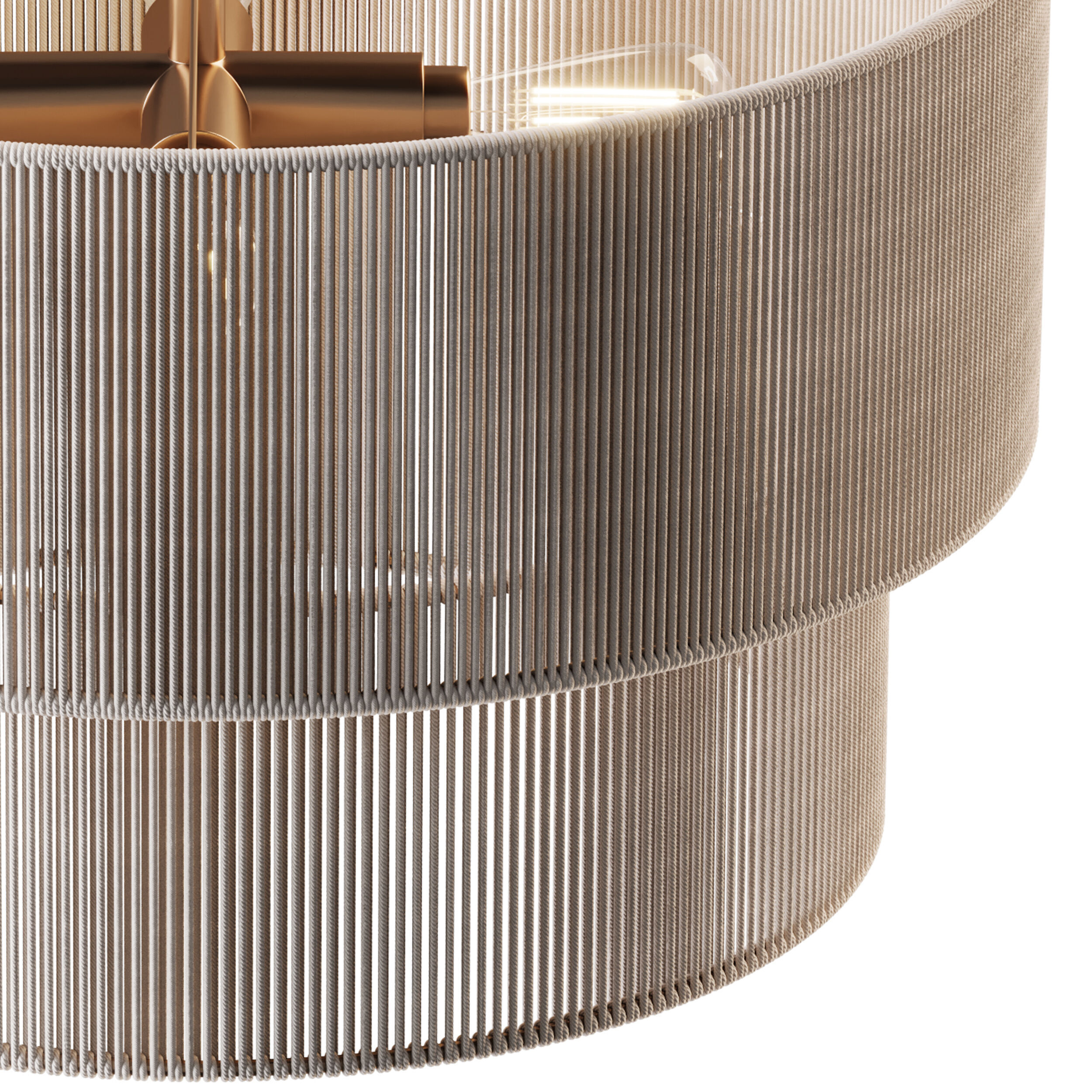 5-Lights Hand-Woven Rattan Pendant Light 3D model_8