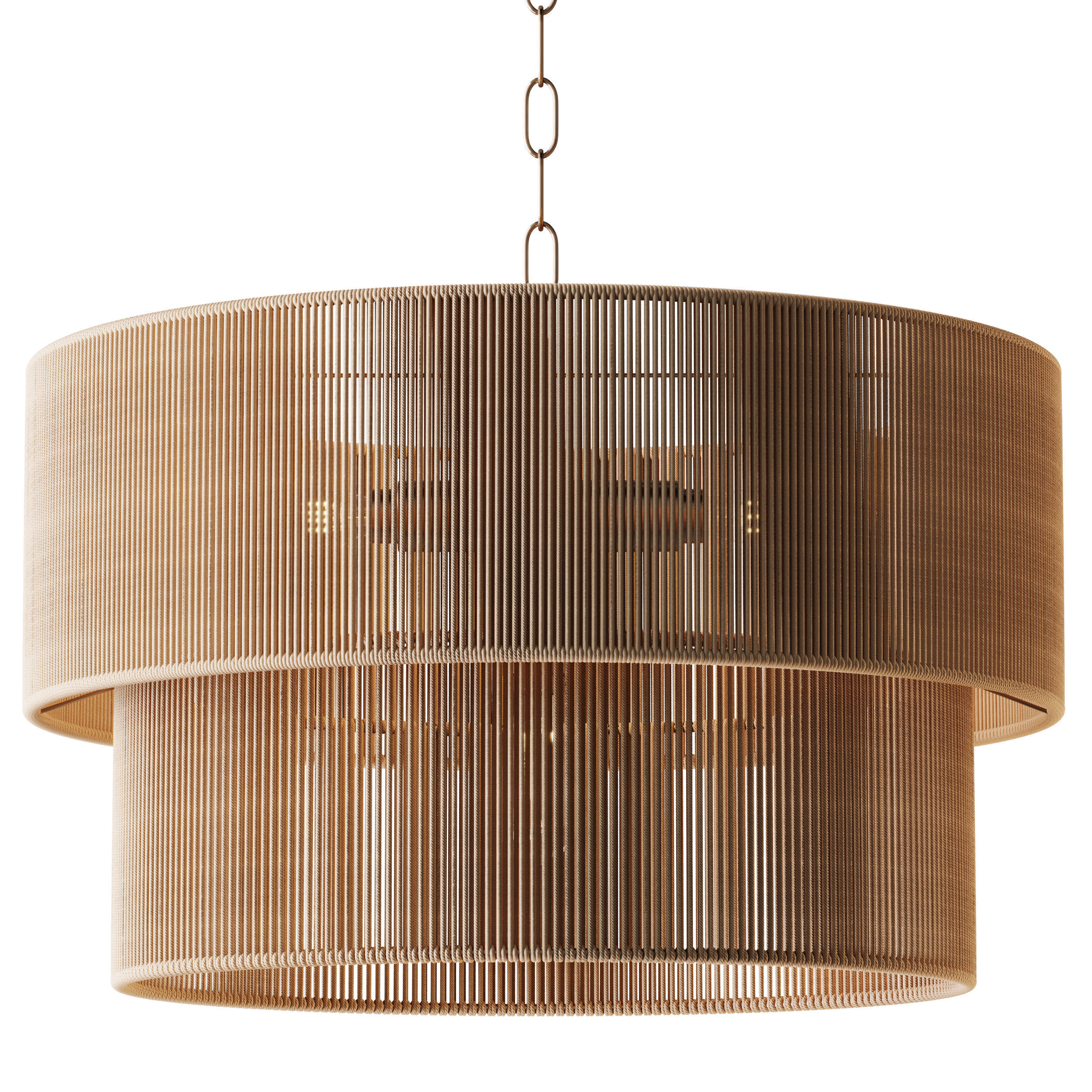 5-Lights Hand-Woven Rattan Pendant Light 3D model_1