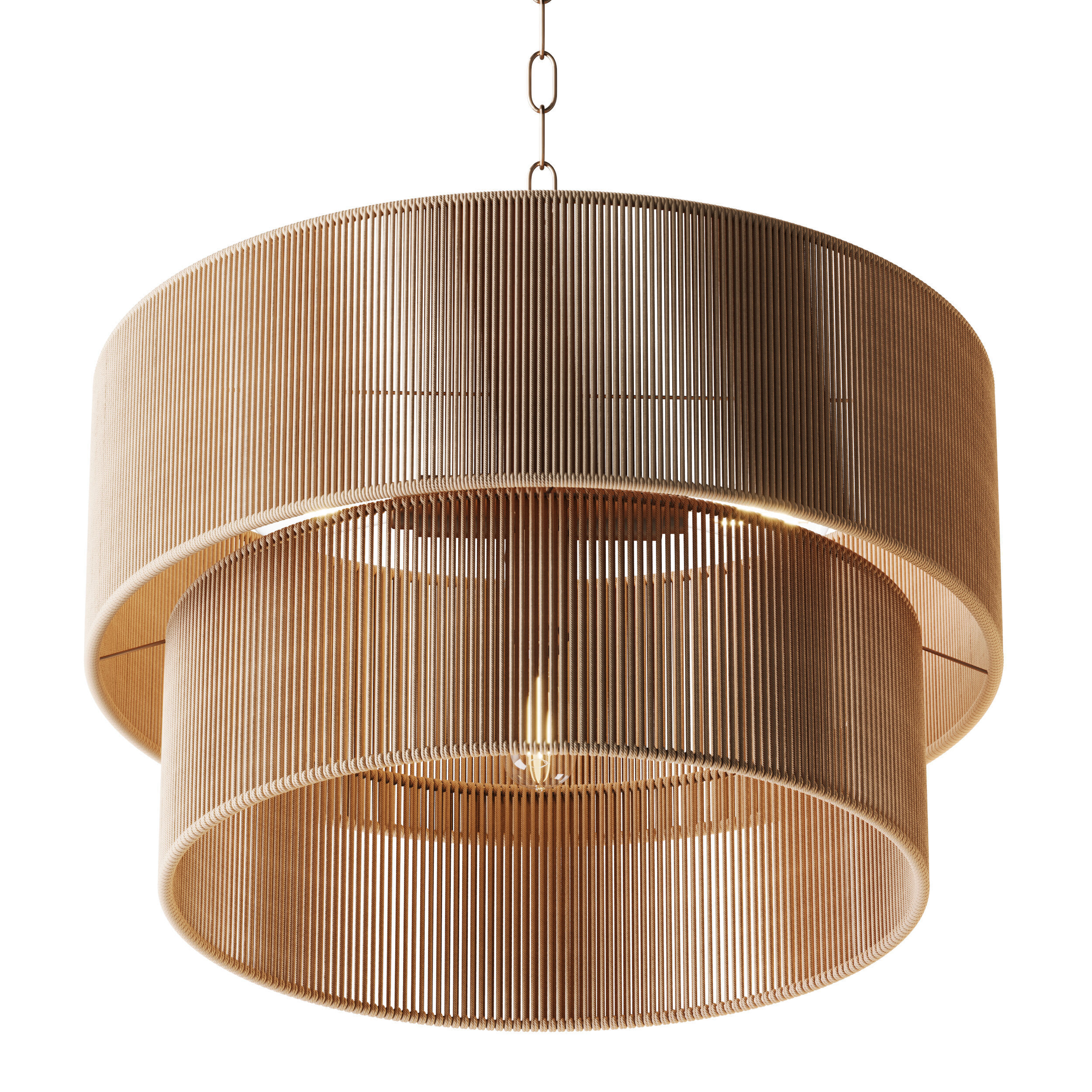 5-Lights Hand-Woven Rattan Pendant Light 3D model_5