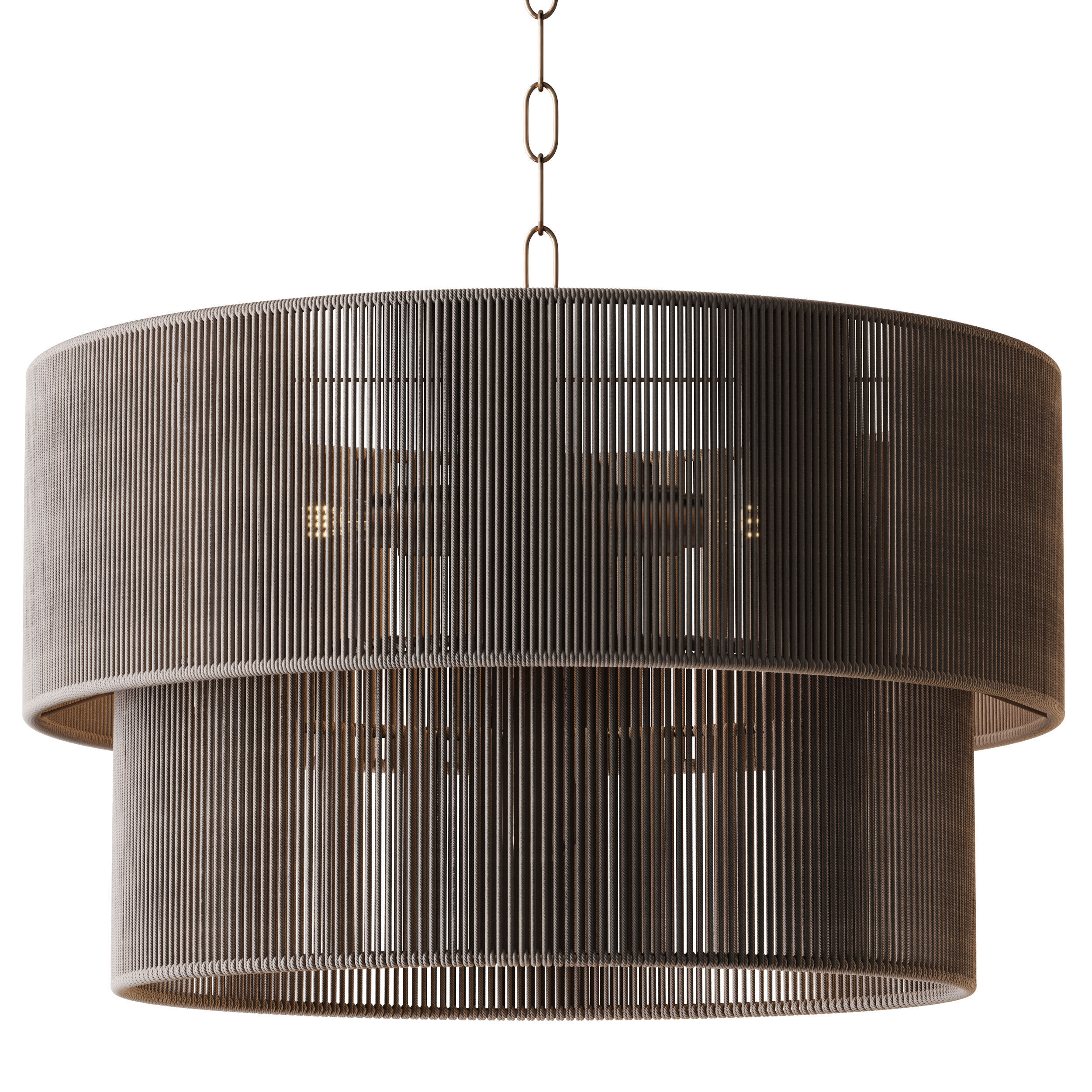 5-Lights Hand-Woven Rattan Pendant Light 3D model_2