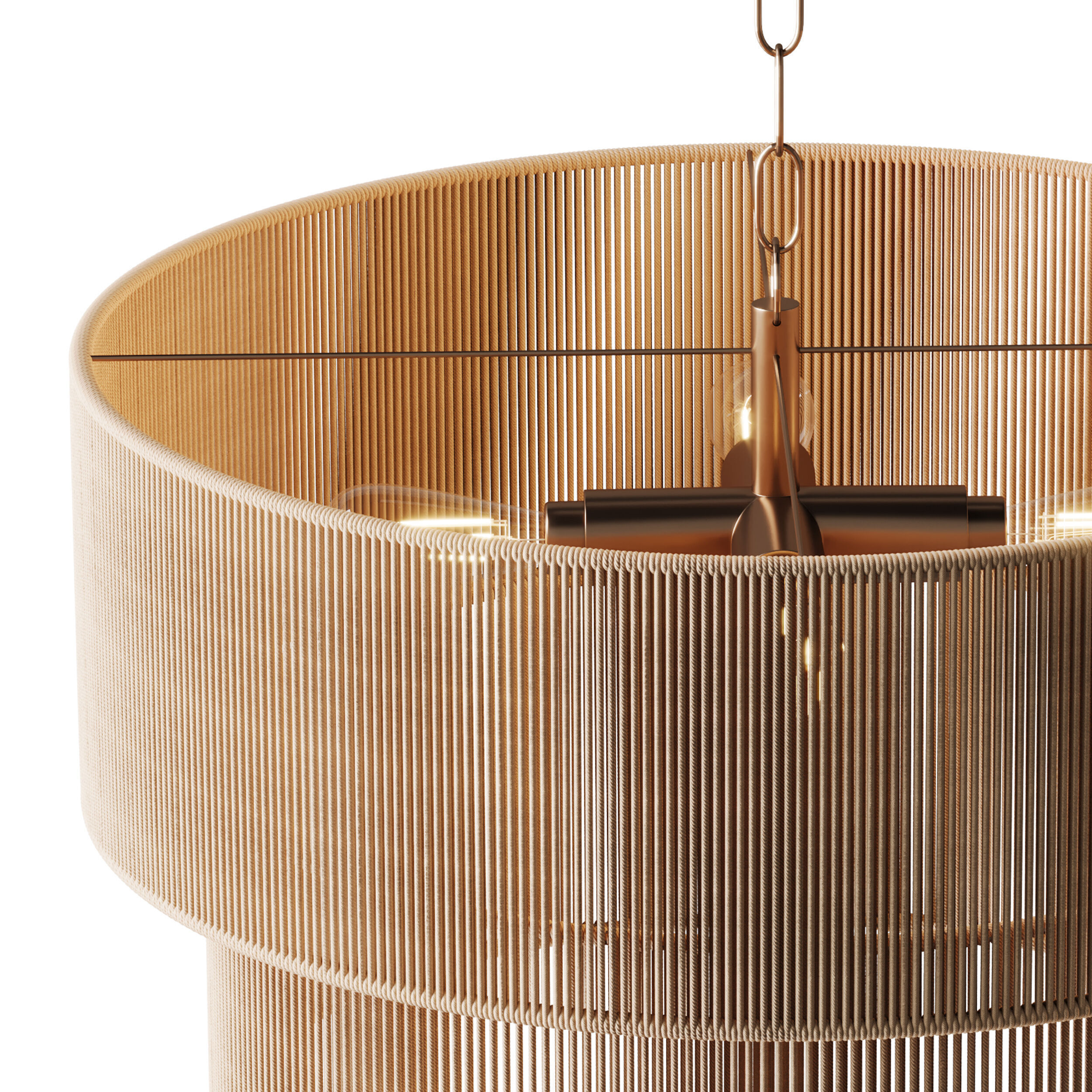 5-Lights Hand-Woven Rattan Pendant Light 3D model_9