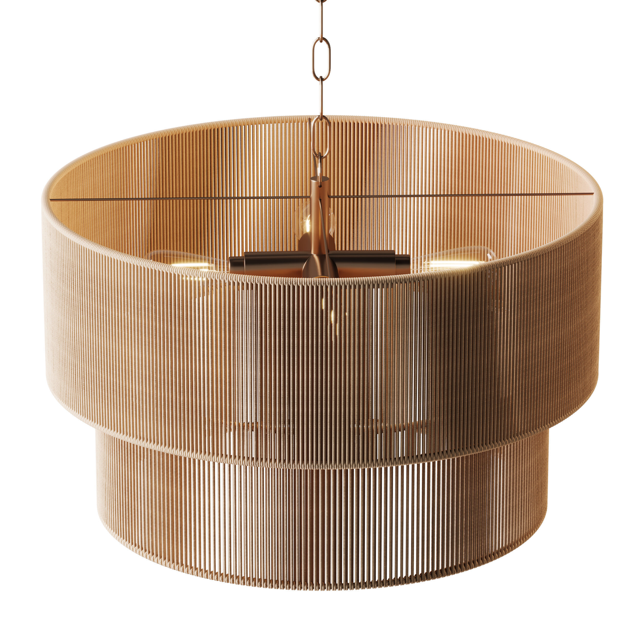 5-Lights Hand-Woven Rattan Pendant Light 3D model_4