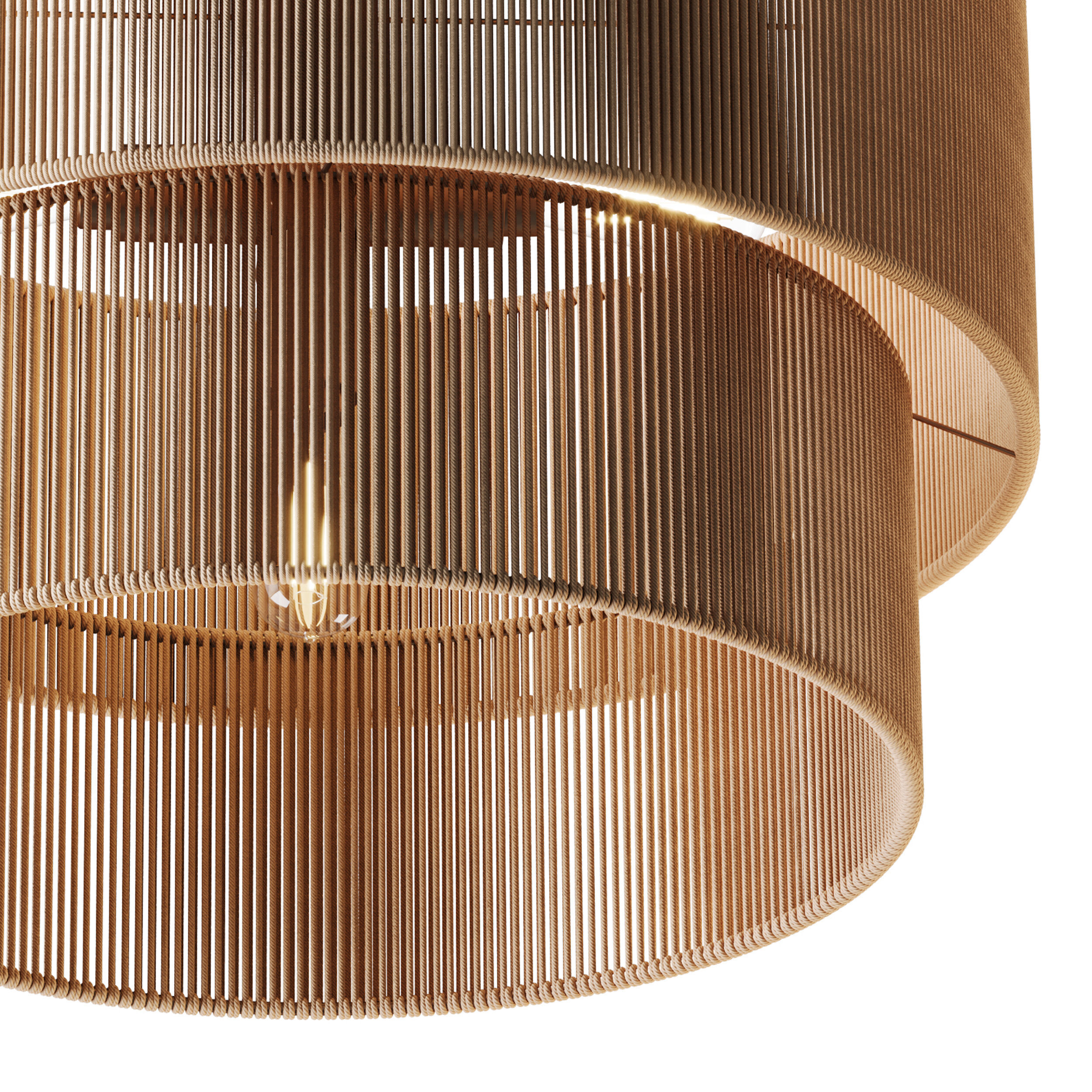 5-Lights Hand-Woven Rattan Pendant Light 3D model_10