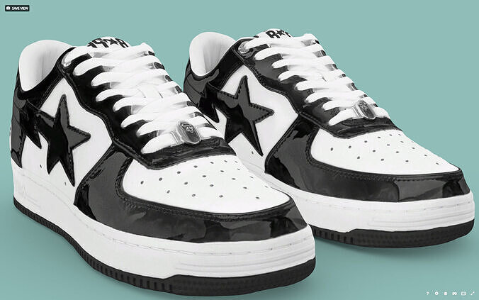 bape sta sneaker black and white Low-poly 3D model