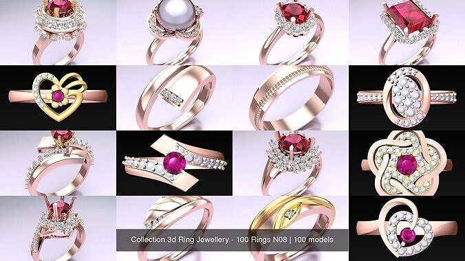 Collection 3d Ring Jewellery - 100 Rings N08 