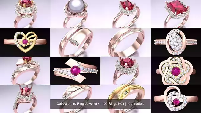 Collection 3d Ring Jewellery - 100 Rings N08 