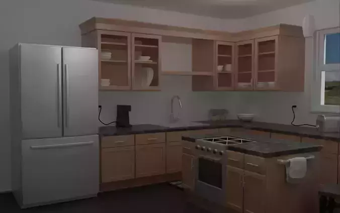 Kitchen Interior Birch  3D model