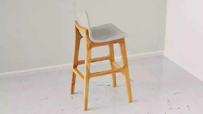 Modern Wood Bar Stool ArchViz and Interior Design Asset