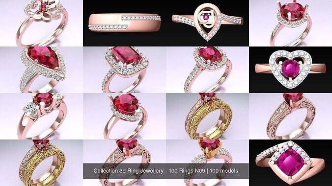 Collection 3d Ring Jewellery - 100 Rings N09 