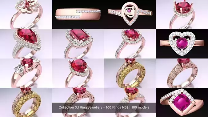 Collection 3d Ring Jewellery - 100 Rings N09 